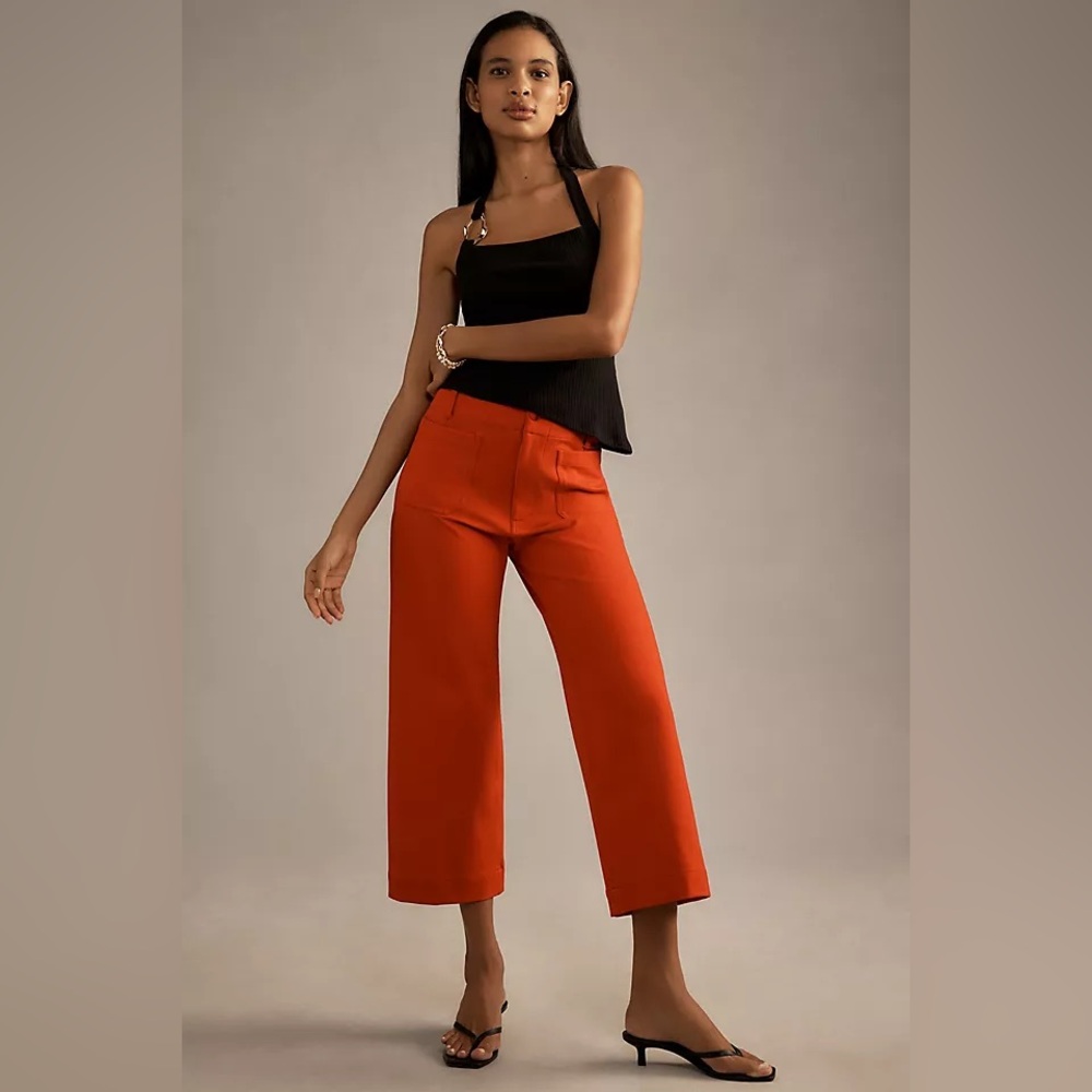 Anthropologie Maeve Colette Croppeed Wide-Leg Pants - Ponte